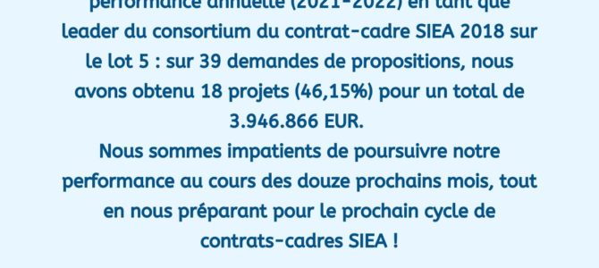 Résultats 2021 – 2022 du contrat-cadre SIEA 2018